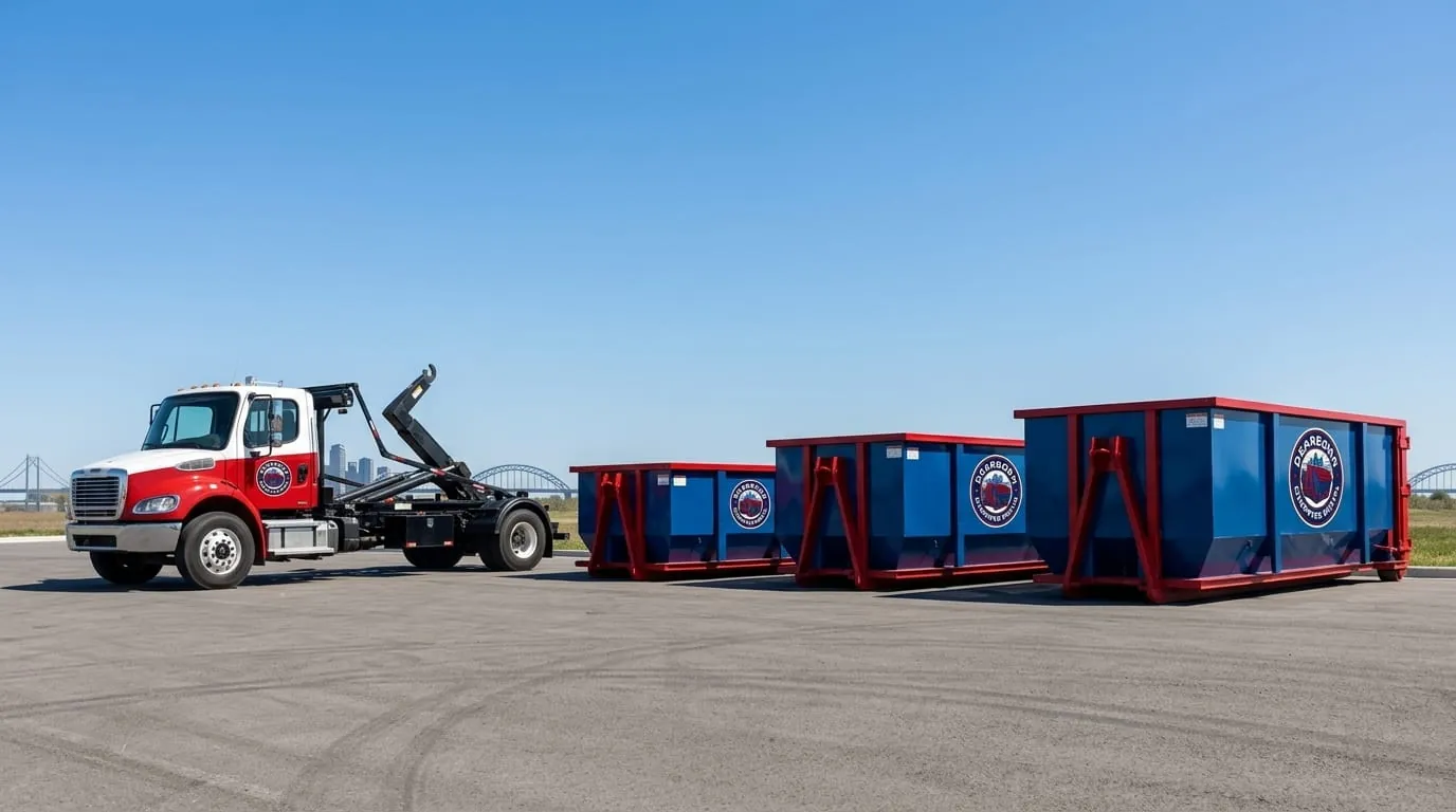 Dearborn Dumpster Rental roll-off truck fleet serving Wayne County and the surrounding region